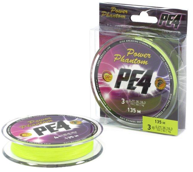 Плетенка Power Phantom PE4 135m 0.16mm Light Green | Рыболов 76