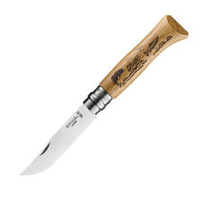 Нож Opinel №8, нержавеющая сталь, рукоять дуб, гравировка рыба Art: 002334