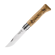 Нож Opinel №8, нержавеющая сталь, рукоять дуб, гравировка серна Art: 002336
