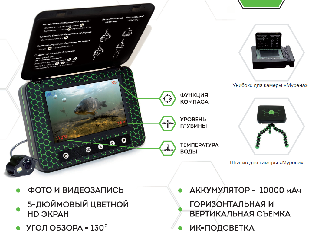 Подводная видеокамера  Мурена Кабель 30м.