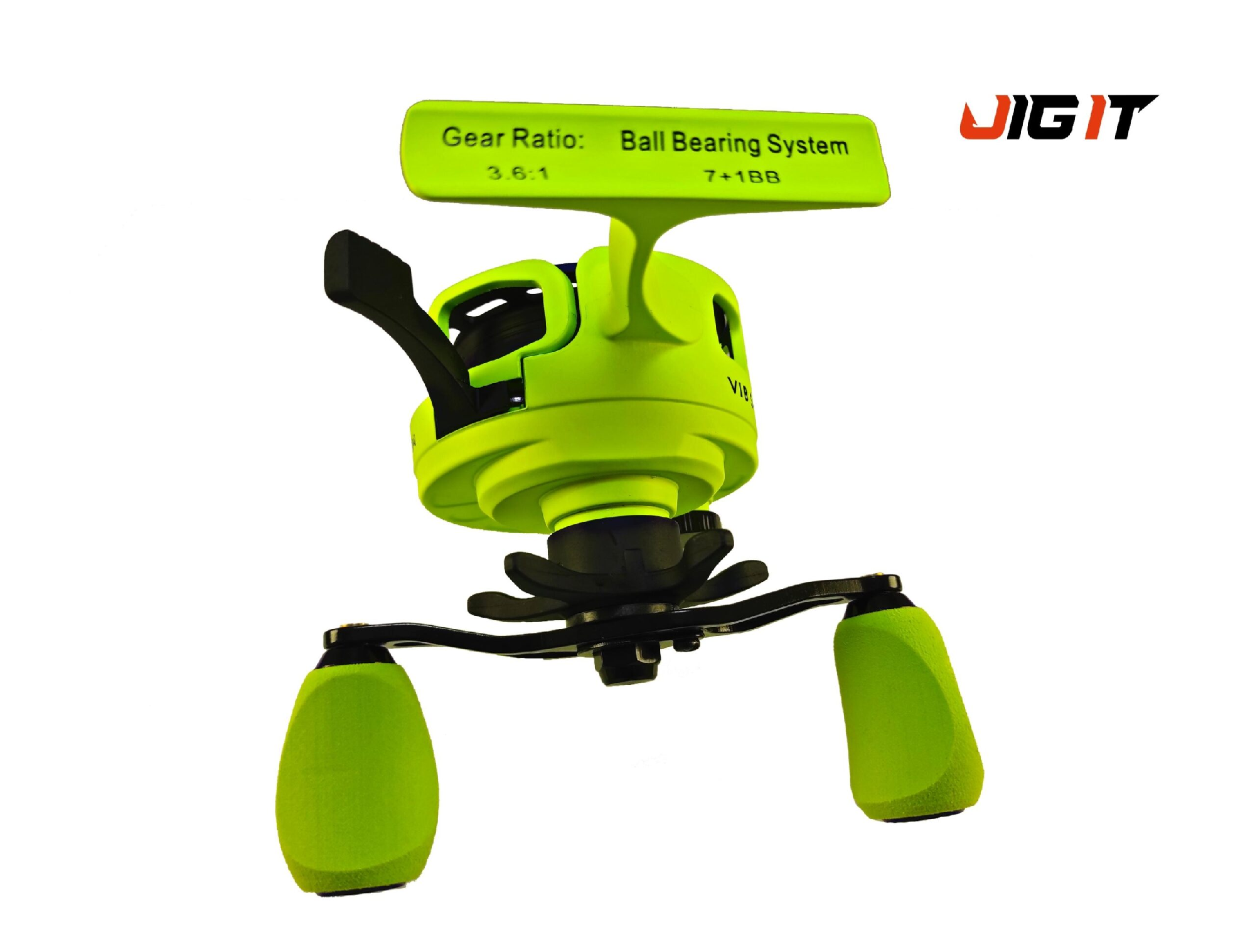 Катушка зимняя Jig It Team Dubna Vib Special G2 LIME, левая рука